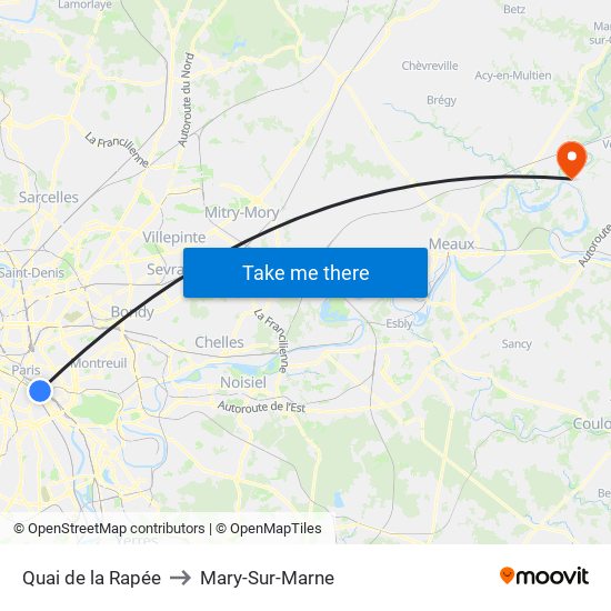 Quai de la Rapée to Mary-Sur-Marne map
