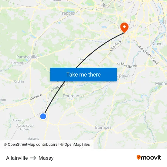 Allainville to Massy map