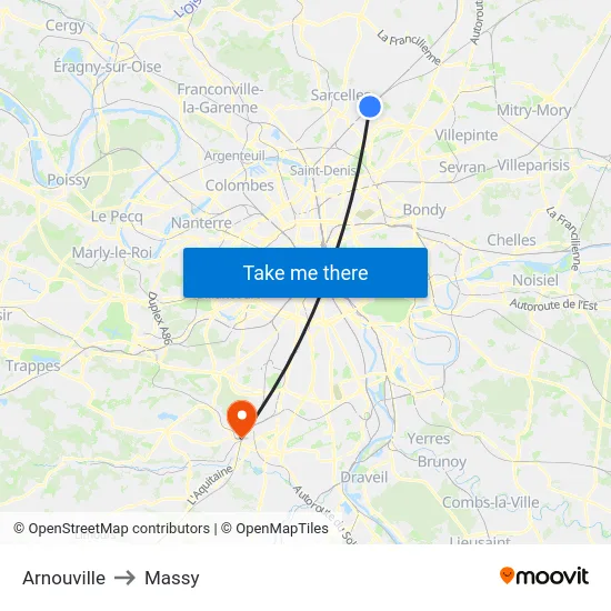 Arnouville to Massy map