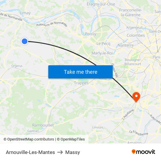Arnouville-Les-Mantes to Massy map