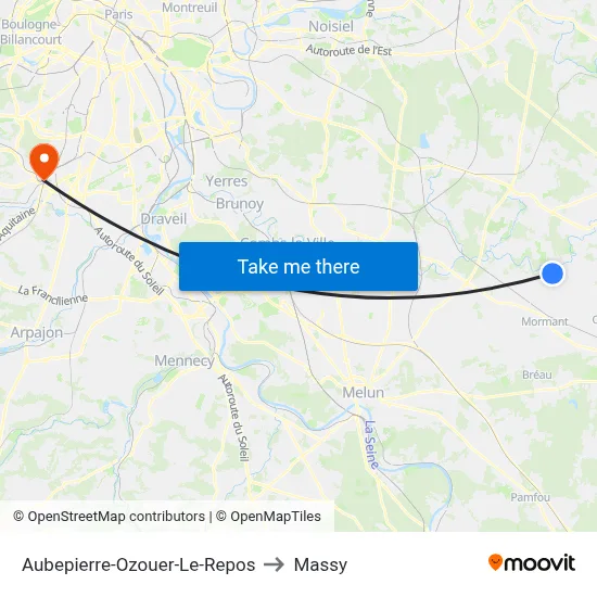 Aubepierre-Ozouer-Le-Repos to Massy map