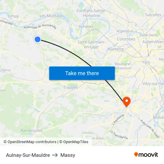 Aulnay-Sur-Mauldre to Massy map