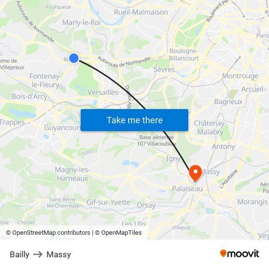 Bailly to Massy map