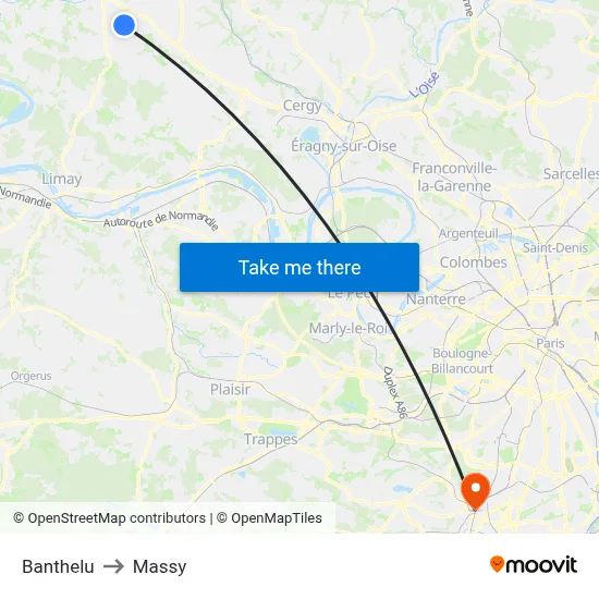 Banthelu to Massy map