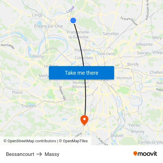 Bessancourt to Massy map