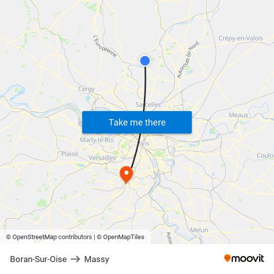 Boran-Sur-Oise to Massy map