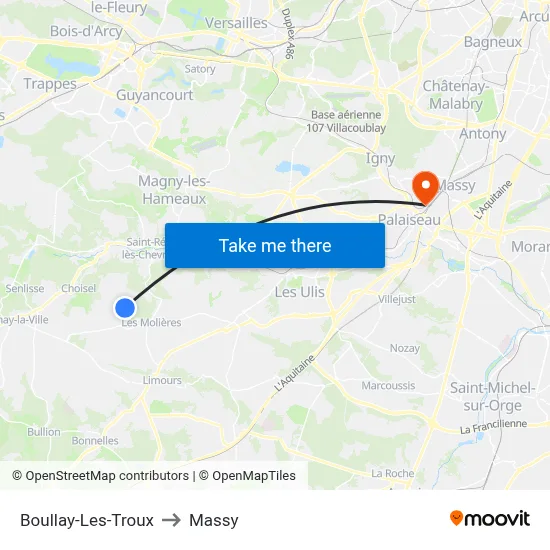 Boullay-Les-Troux to Massy map