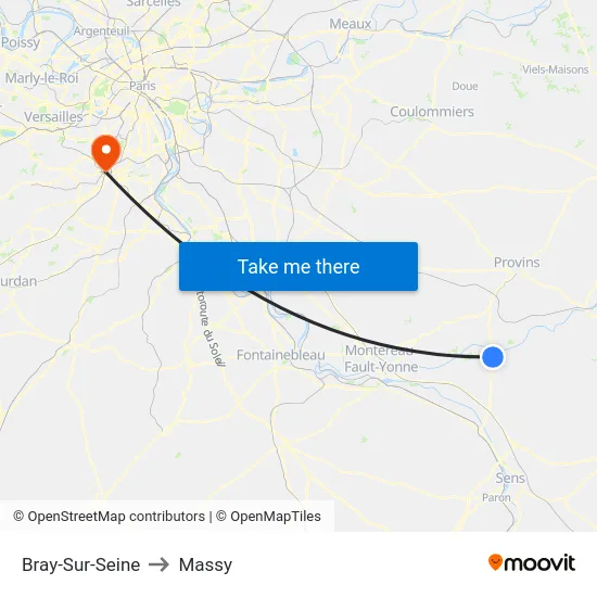 Bray-Sur-Seine to Massy map