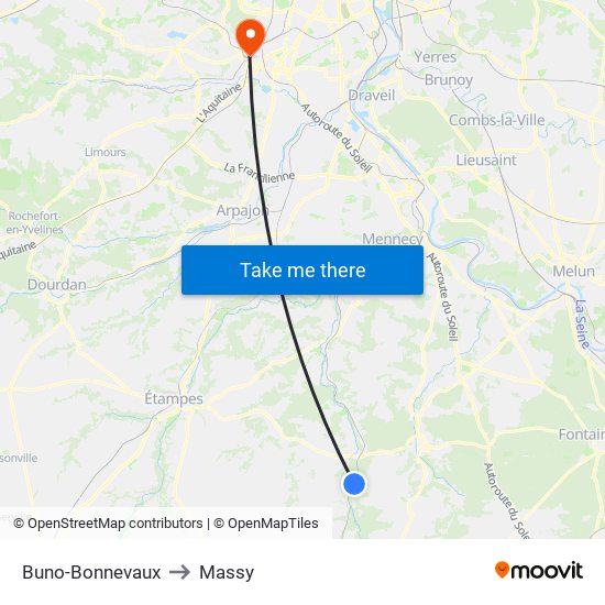 Buno-Bonnevaux to Massy map