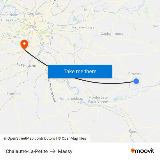 Chalautre-La-Petite to Massy map