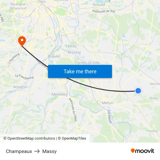 Champeaux to Massy map