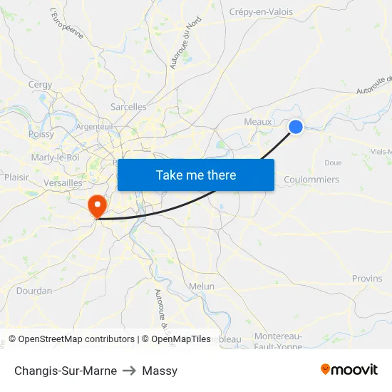 Changis-Sur-Marne to Massy map