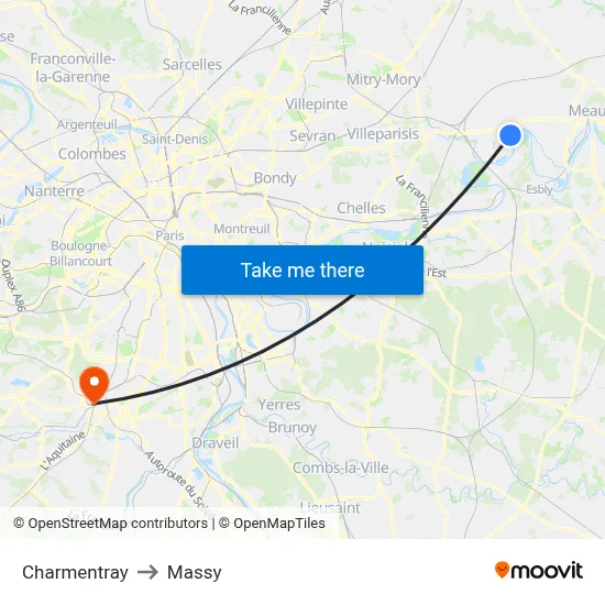 Charmentray to Massy map