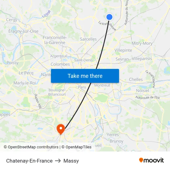 Chatenay-En-France to Massy map