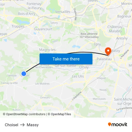Choisel to Massy map