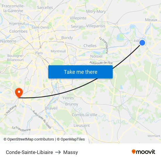 Conde-Sainte-Libiaire to Massy map
