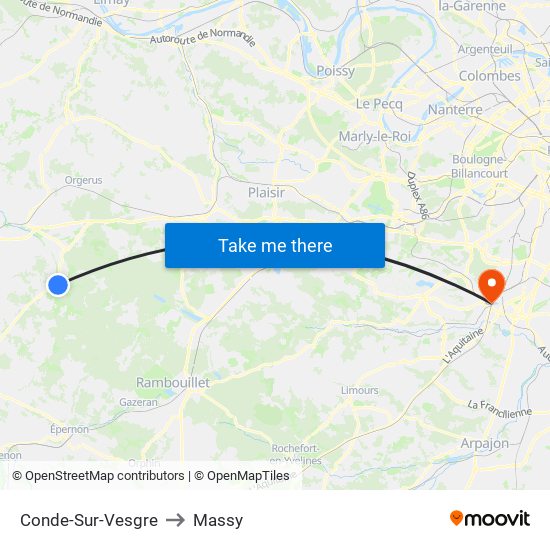 Conde-Sur-Vesgre to Massy map
