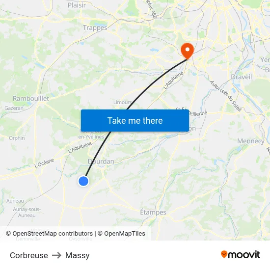 Corbreuse to Massy map