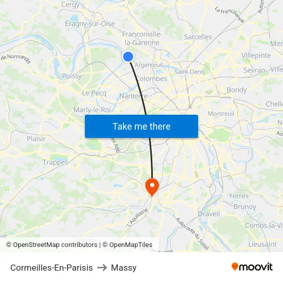 Cormeilles-En-Parisis to Massy map