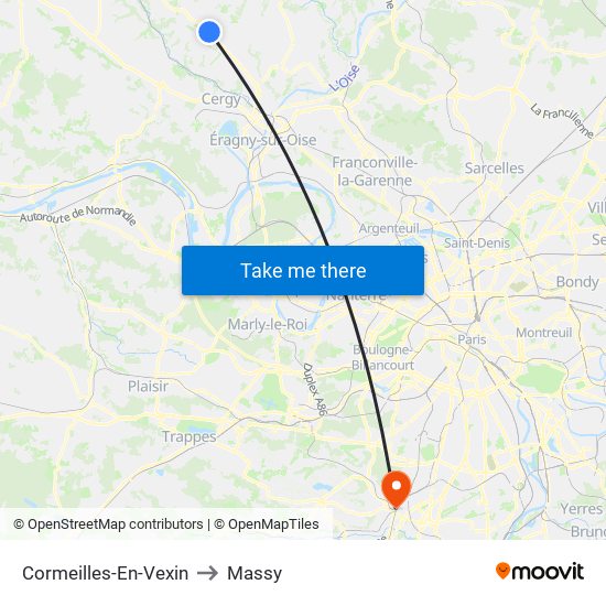 Cormeilles-En-Vexin to Massy map