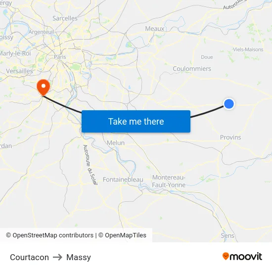 Courtacon to Massy map