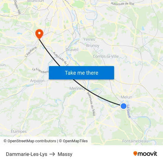 Dammarie-Les-Lys to Massy map