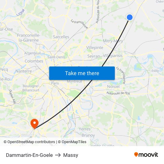 Dammartin-En-Goele to Massy map