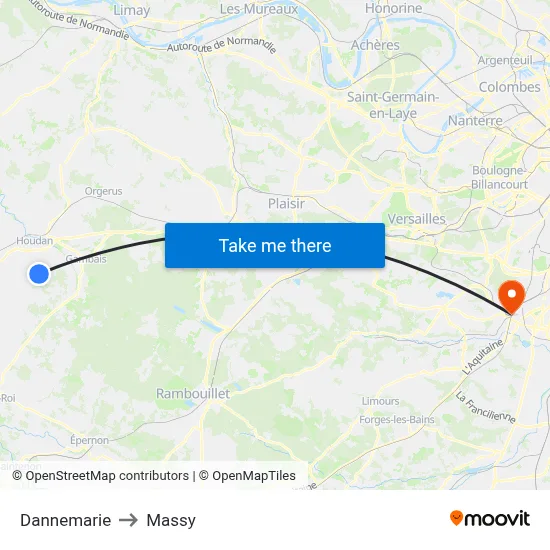 Dannemarie to Massy map