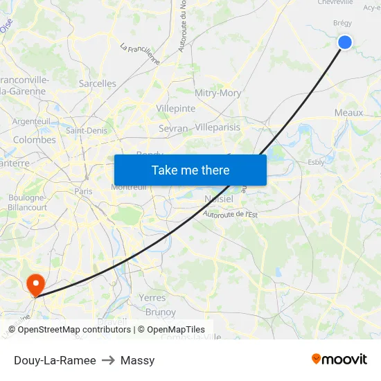 Douy-La-Ramee to Massy map