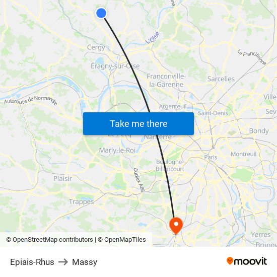 Epiais-Rhus to Massy map
