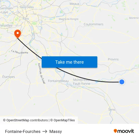 Fontaine-Fourches to Massy map