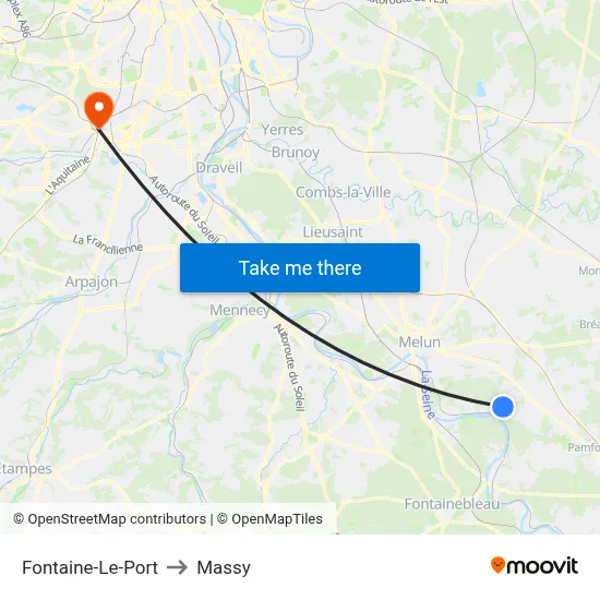 Fontaine-Le-Port to Massy map