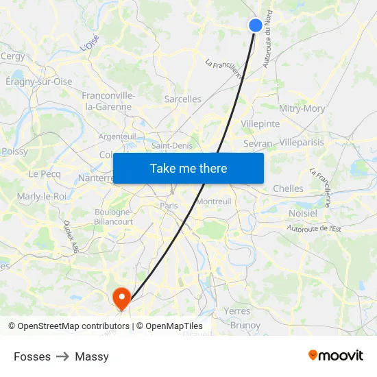 Fosses to Massy map