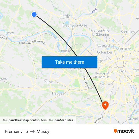 Fremainville to Massy map