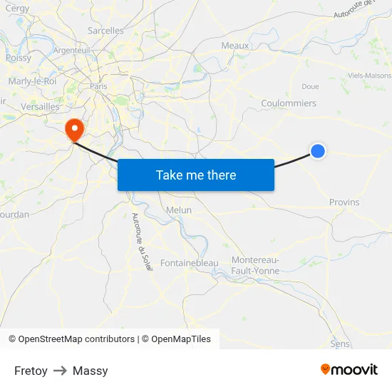 Fretoy to Massy map