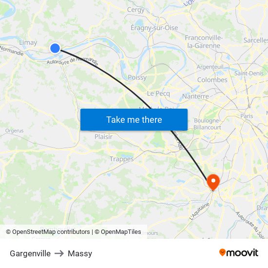 Gargenville to Massy map