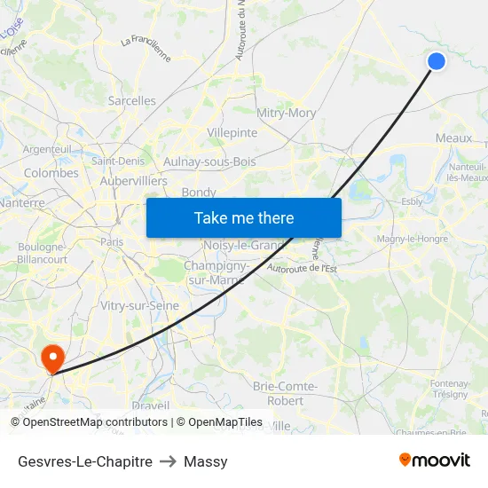 Gesvres-Le-Chapitre to Massy map