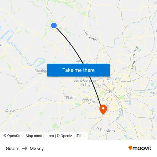 Gisors to Massy map