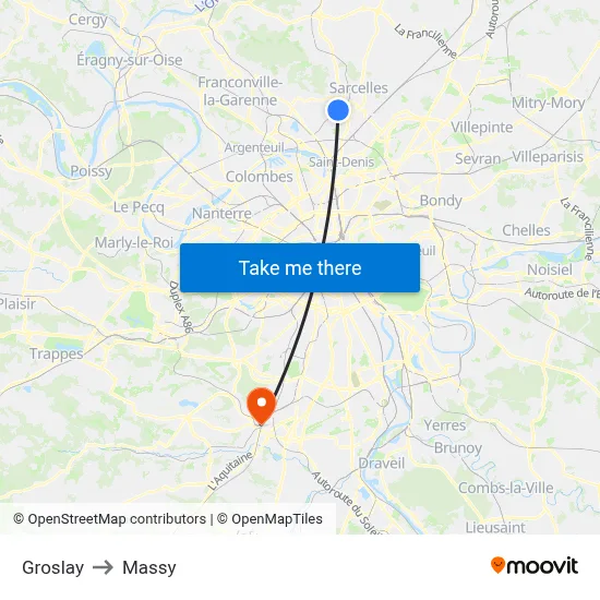 Groslay to Massy map