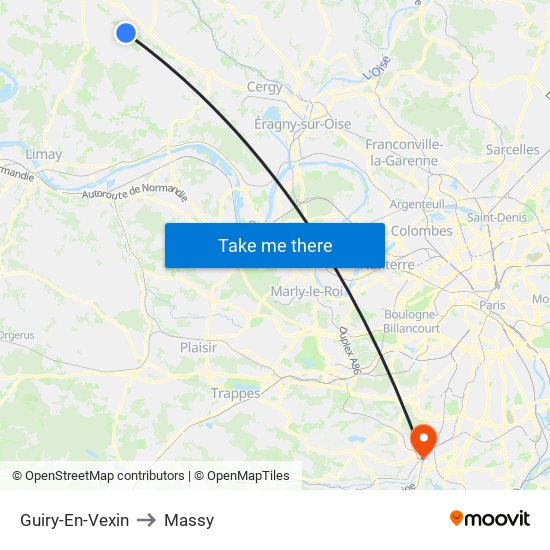 Guiry-En-Vexin to Massy map