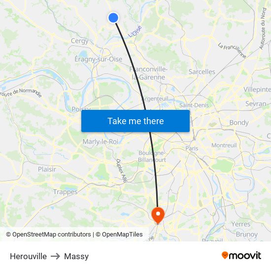 Herouville to Massy map