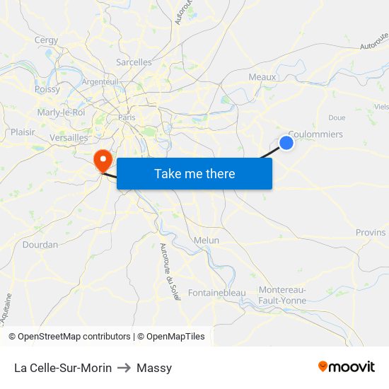 La Celle-Sur-Morin to Massy map