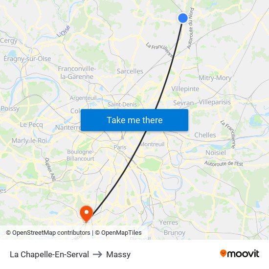 La Chapelle-En-Serval to Massy map