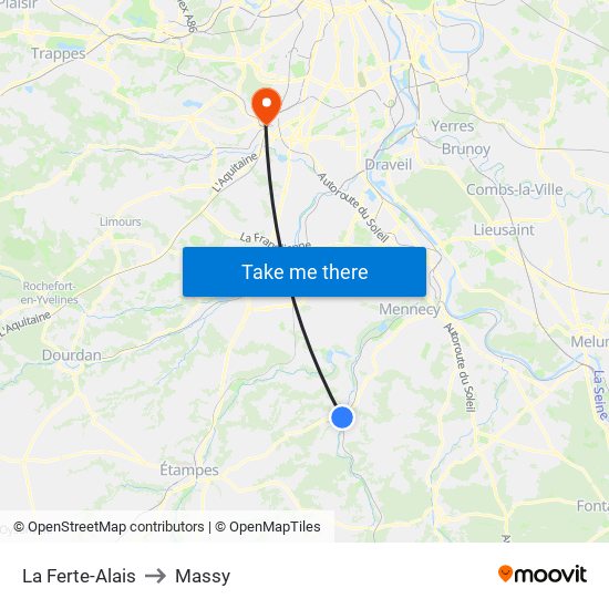 La Ferte-Alais to Massy map