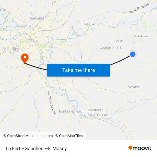 La Ferte-Gaucher to Massy map
