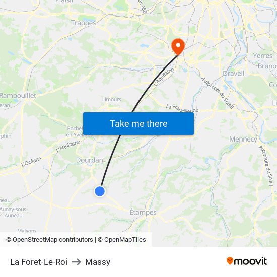 La Foret-Le-Roi to Massy map
