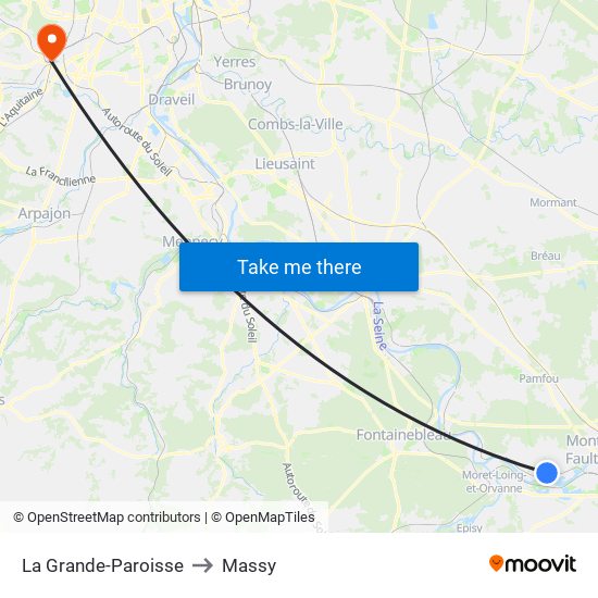 La Grande-Paroisse to Massy map
