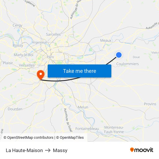 La Haute-Maison to Massy map