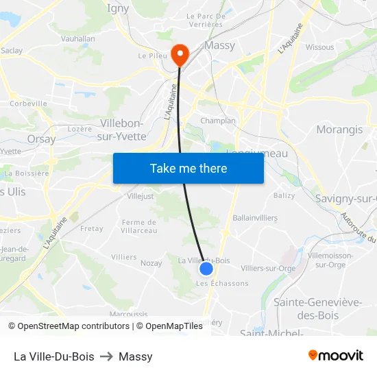La Ville-Du-Bois to Massy map