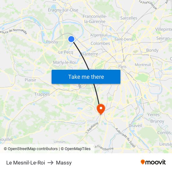 Le Mesnil-Le-Roi to Massy map